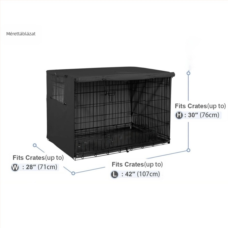 Határokon átnyúló Amazon kutyaketrec-takaró, erős Oxford szövet kültéri kutyaketrec-takaró, vasketrec-takaró, szélálló, esőálló, hóálló és porálló takaró