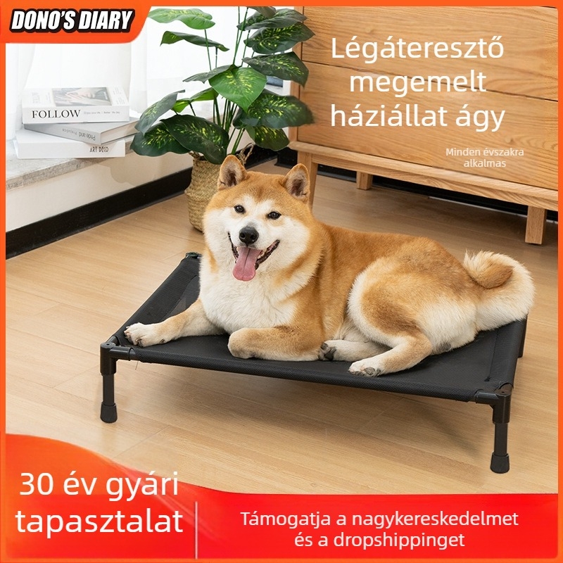 Kisállat kempingfekhely kutyáknak és macskáknak Four Seasons univerzális nyári légáteresztő, hűvös, nedvességálló, kivehető és mosható, földre szerelhető közepes és kis méretű kutyafekhely