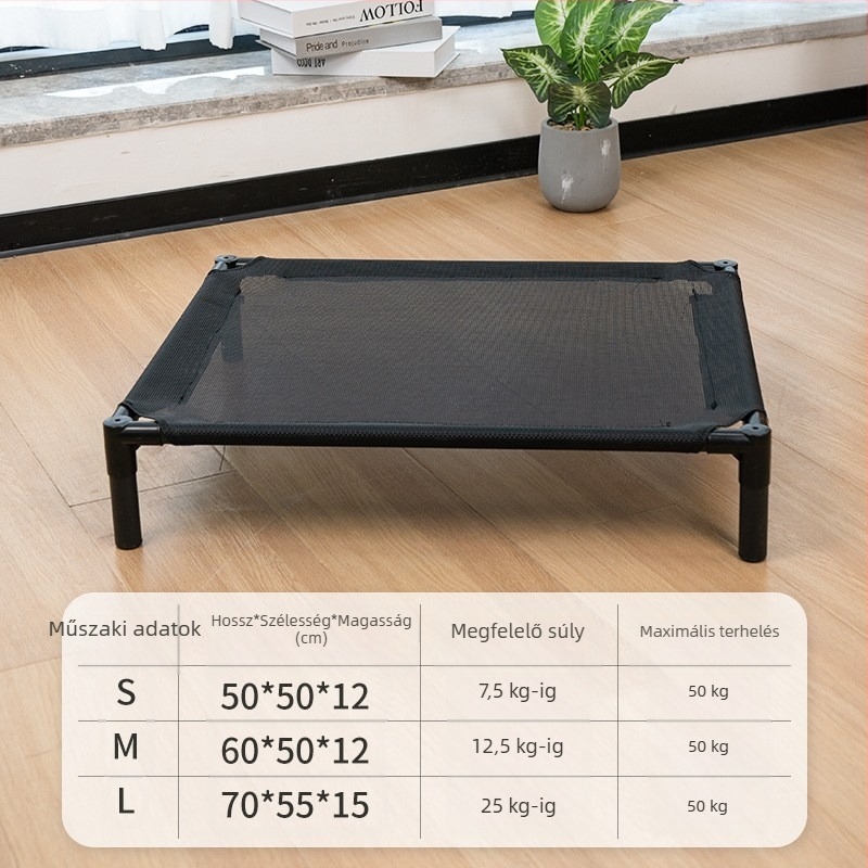 Kisállat kempingfekhely kutyáknak és macskáknak Four Seasons univerzális nyári légáteresztő, hűvös, nedvességálló, kivehető és mosható, földre szerelhető közepes és kis méretű kutyafekhely