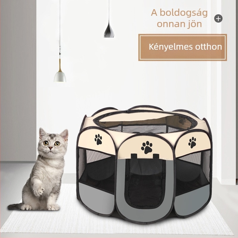 Kisállat sátor nyolcszögletű ketrec kerítés macskaketrec összecsukható macskaketrec extra nagy háztartási macskafészek univerzális macskagyártás