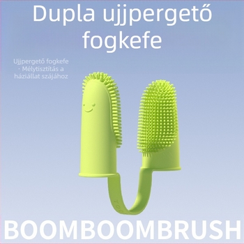 Határokon átnyúló kisállat dupla ujjú fogkefe kutya macska kisállat kellékek fogtisztító ujjkészlet szájtisztító eszköz