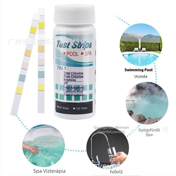 Gyári közvetlen értékesítés 7 az 1-ben úszómedence tesztpapír pH tesztpapír vízminőség tesztpapír maradék klór pH vízminőség tesztcsík