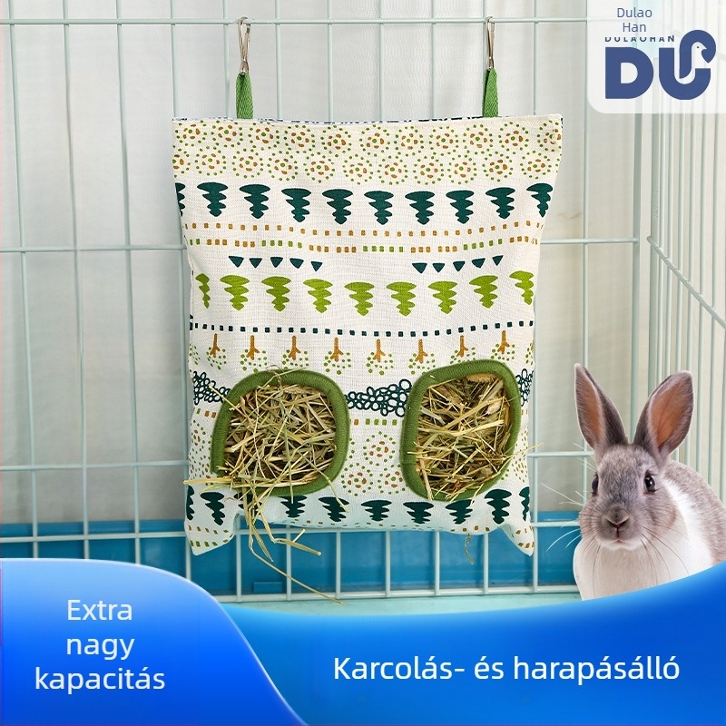 Határokon átnyúló nyúl fűzsák etető fűtartó nagykereskedelem nyúl tengerimalac tengerimalac függő szénaetető táska nyúl fűzsák