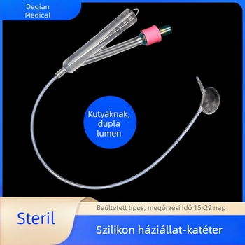 Eldobható kisállat katéter, dupla lumenű szilikon katéter kutyáknak, árnyékgolyós zacskóval, kutyapisilő zacskó