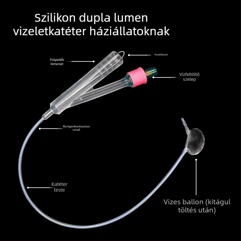 Eldobható kisállat katéter, dupla lumenű szilikon katéter kutyáknak, árnyékgolyós zacskóval, kutyapisilő zacskó