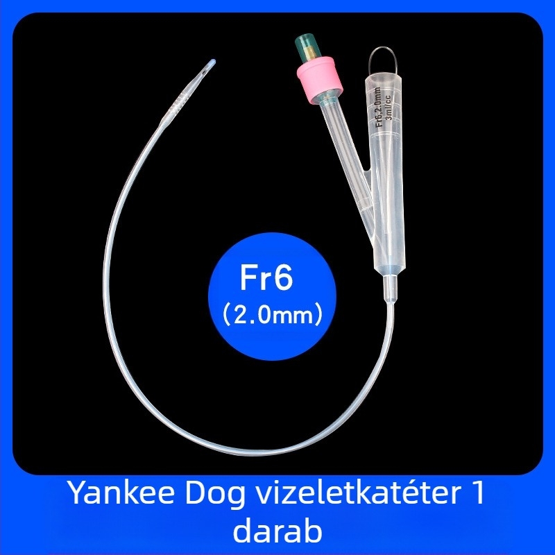 Eldobható kisállat katéter, dupla lumenű szilikon katéter kutyáknak, árnyékgolyós zacskóval, kutyapisilő zacskó