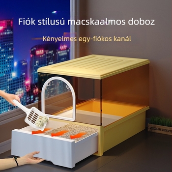 Macskaalomtál Teljesen zárt Szagmentes Fiókos Nagyméretű Fröccsenésgátló Macska WC Homoktakaró Bébi macskaalomtál Macskaalomtál