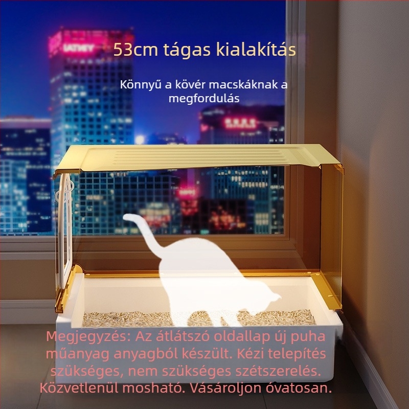 Macskaalomtál Teljesen zárt Szagmentes Fiókos Nagyméretű Fröccsenésgátló Macska WC Homoktakaró Bébi macskaalomtál Macskaalomtál