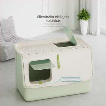 Shouai extra nagy, teljesen zárt macskavécé, macskák be- és kijuttatása bábmacskáknak, alomgátló, nyitott macskaalomtál