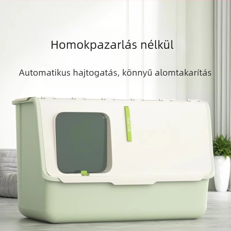 Shouai extra nagy, teljesen zárt macskavécé, macskák be- és kijuttatása bábmacskáknak, alomgátló, nyitott macskaalomtál