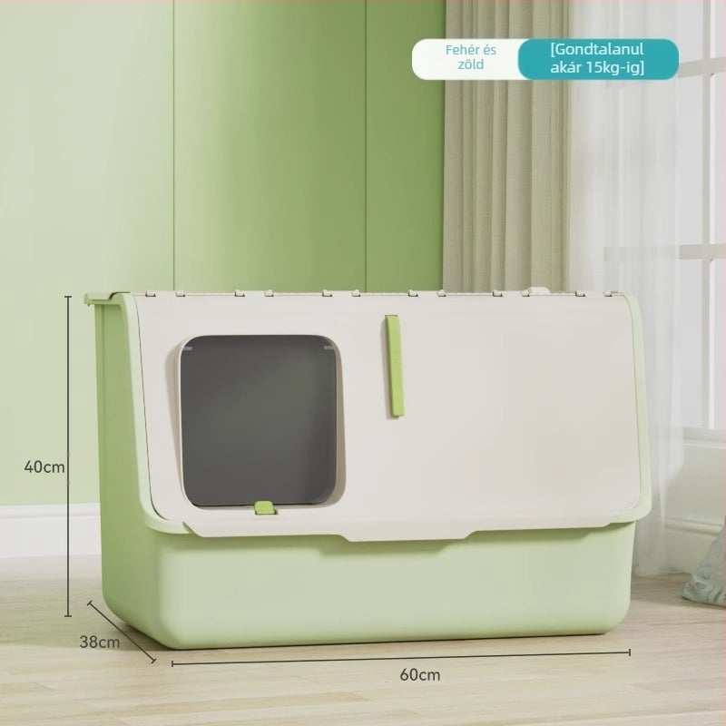 Shouai extra nagy, teljesen zárt macskavécé, macskák be- és kijuttatása bábmacskáknak, alomgátló, nyitott macskaalomtál