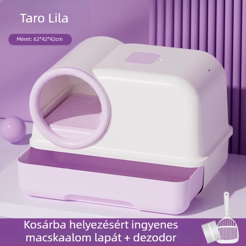 Shouai extra nagy, teljesen zárt macskavécé, macskák be- és kijuttatása bábmacskáknak, alomgátló, nyitott macskaalomtál