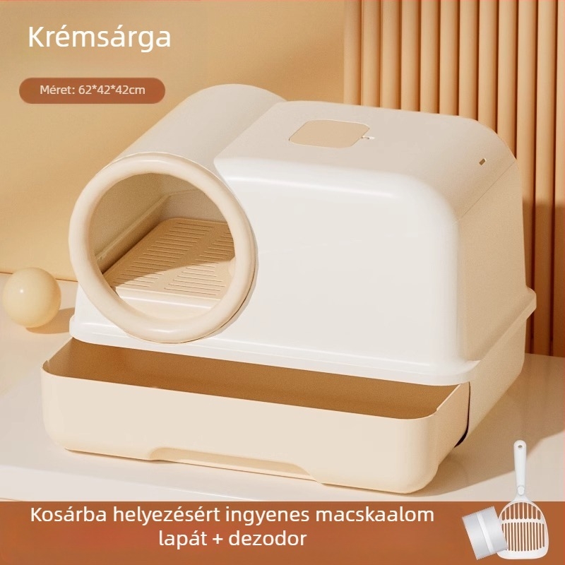 Shouai extra nagy, teljesen zárt macskavécé, macskák be- és kijuttatása bábmacskáknak, alomgátló, nyitott macskaalomtál