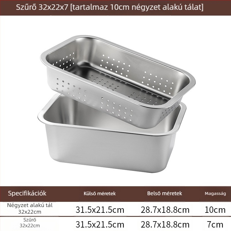 Rozsdamentes acél lapos aljú négyzet alakú tálca kereskedelmi téglalap alakú tálca mélyítő lyukasztó négyzet alakú medence lefolyó medence alkalmas sült zöldséges medence