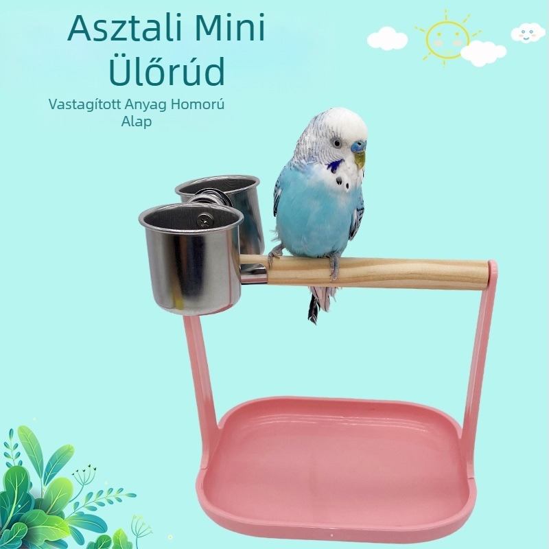 Papagájállomás rúd asztali kis állomástartó madárállomás bot madártartó etetőpohár platform kiképzőállomás bot állomás konzol madárkellékek