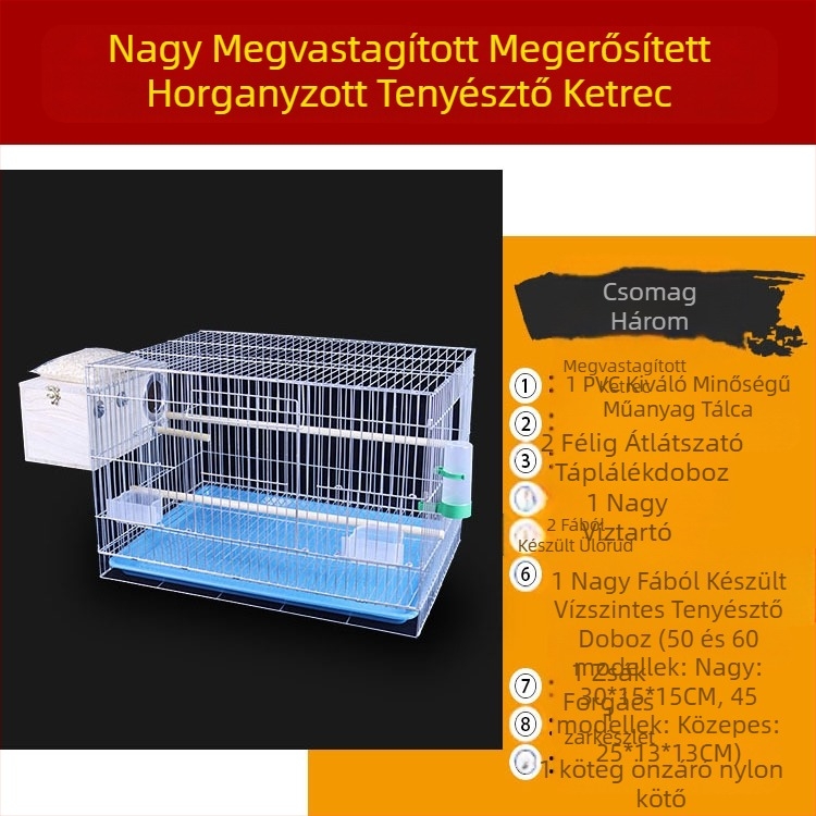 Új, nagy, vastag, gyenge horganyzott tenyészkalitka, bazsarózsa papagáj madárkalitka, Xuanfeng rovar galamb nagy madárkalitka