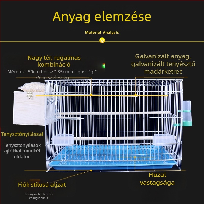 Új, nagy, vastag, gyenge horganyzott tenyészkalitka, bazsarózsa papagáj madárkalitka, Xuanfeng rovar galamb nagy madárkalitka