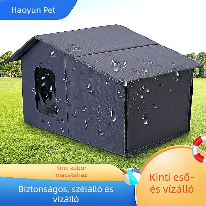 Gyárilag szállított kültéri kóbor macska kennel kutyaház Vízálló, meleg Four Seasons univerzális, kivehető, tisztítható, kényelmes tárolás