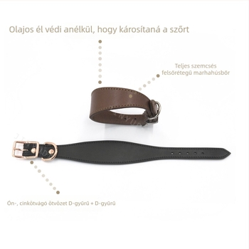 Teljes kiőrlésű marhabőrből készült szélesített védő finom bőr kutyanyakörv kisállat nyakörv agár elleni bőr nyakörv kutyáknak