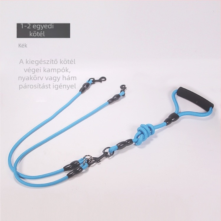 Levehető, két kutyás, egy húzós, két pórázos, kétfejű kutyasétáltató póráz, kutyalánc, teddy, golden retriever, kis- és nagytestű kutyáknak való kellékek