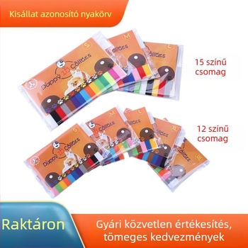 Kisállat-azonosító gyűrű 15 színű nyakörvnyomtatással, Puppy Kitten kölyöknyakörvvel