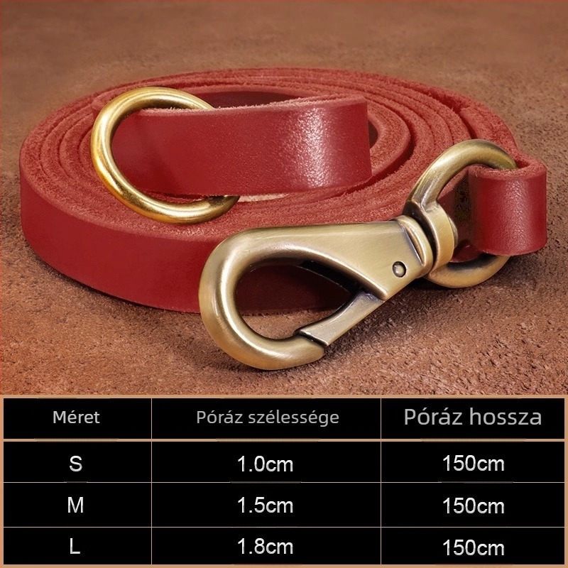Kutyanyakörv, húzókötél, marhabőr, kutyamárka, gravírozás, veszteséggátló, arany-retriever, középső és nagytestű kutyáknak való nyakgyűrű
