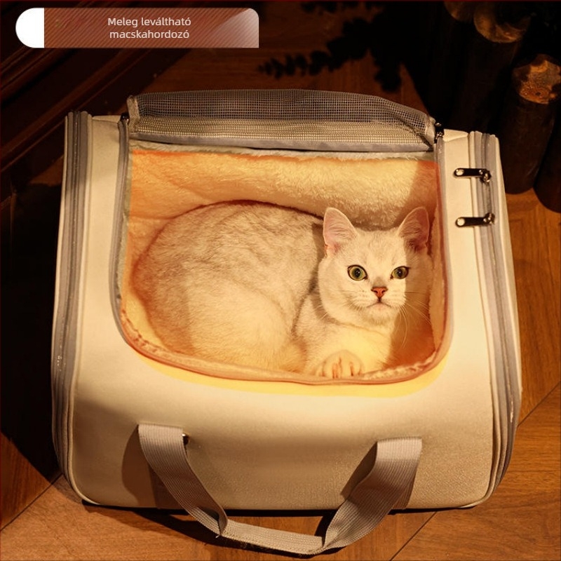 Macskatáska kültéri hordozható hátizsák válltáska téli kültéri meleg gyapjúval bélelt macskatáska kettős felhasználású macskafészek kisállattáska