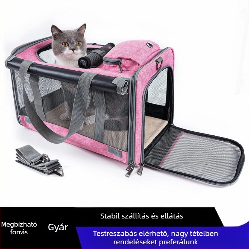 Gyári nagykereskedelmi egyvállas, keresztpántos, hordozható kisállattáska, kültéri kutyatáska, macskatáska, nagy kapacitású kisállattáska, lélegző és hordozható