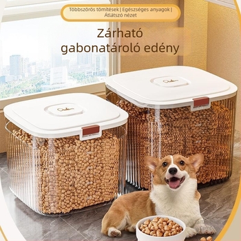 Háztartási macskaeledel-tároló vödör, fagyasztva szárított kutyaeledel-tároló vödör, lezárt vödör, macskaeledel-tároló doboz, nedvességálló tárolódoboz