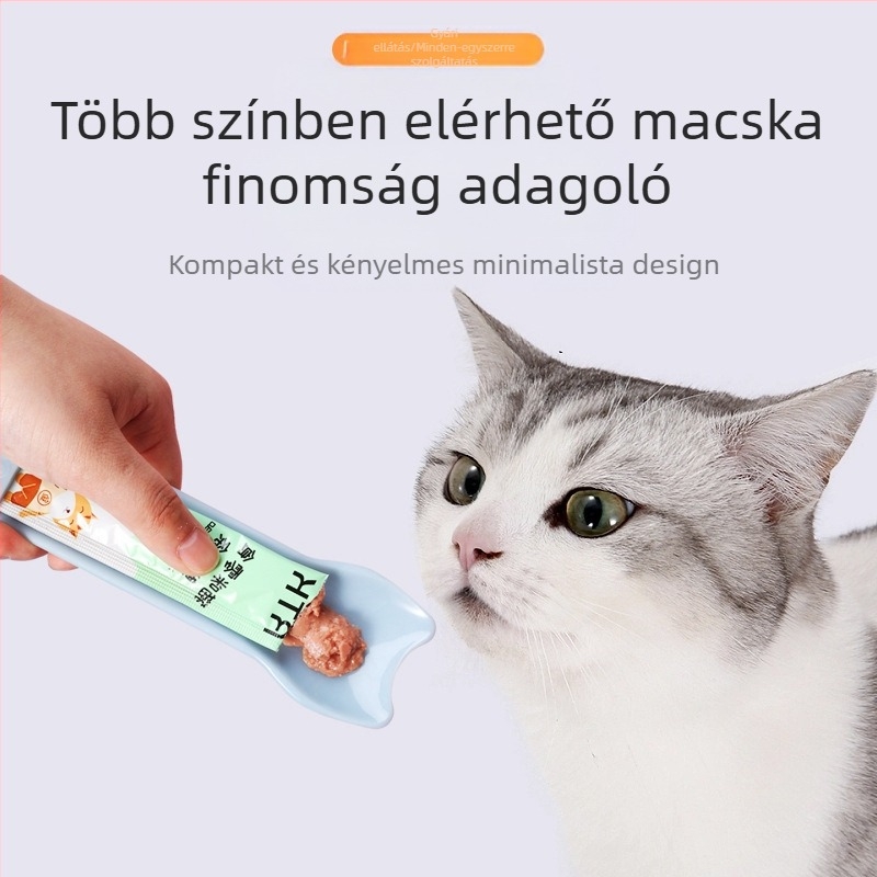 Határokon átnyúló új termék macskacsík-etető macskacsík-kanálprés nem piszkosítja a kezeket háziállat húspüré snack macskaeledel etetés