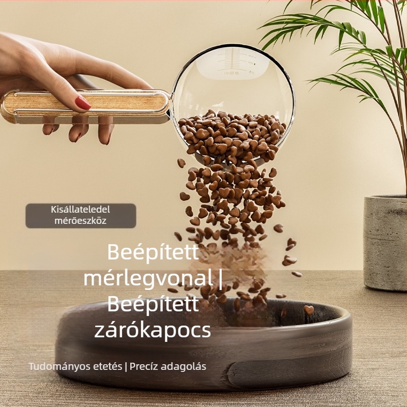 Új, fa nyéllel ellátott macskaeledel kanál macskaeledel kanál klipsszel macska- és kutyaeledel kellékek eledellapát kutyaeledel kanál kisállat kellékek