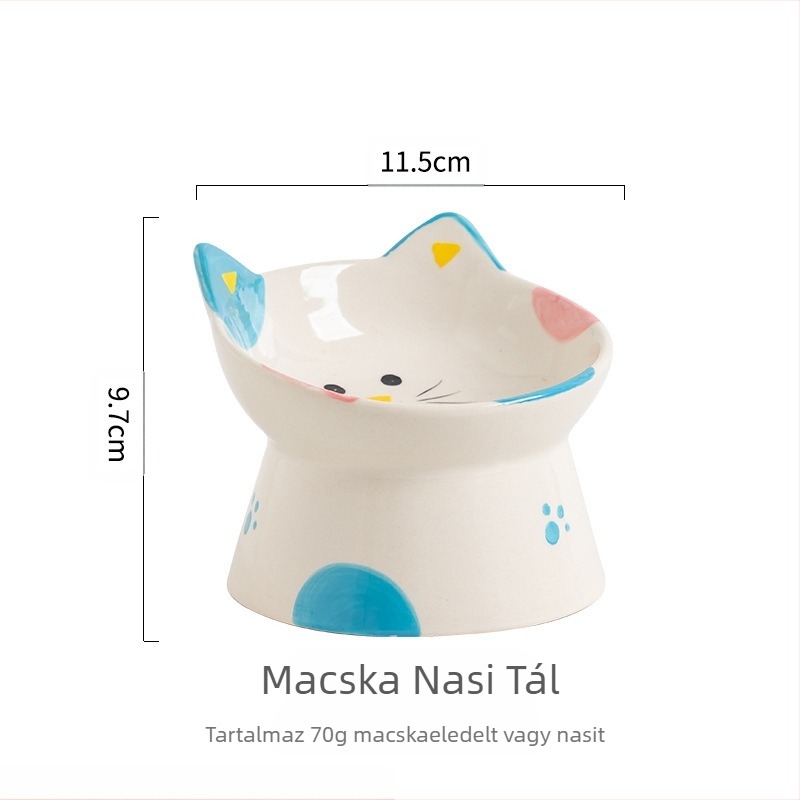 Ins Style Aranyos Macskatál Kerámia Tál Magas Lábszárvédő Ferde Szájú Kutyatál Ételtál Itatótál Felütésgátló Rizstál Kisállatnak