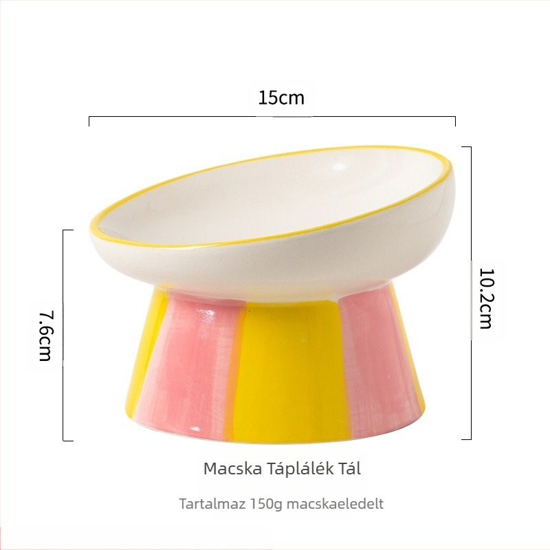Ins Style Aranyos Macskatál Kerámia Tál Magas Lábszárvédő Ferde Szájú Kutyatál Ételtál Itatótál Felütésgátló Rizstál Kisállatnak