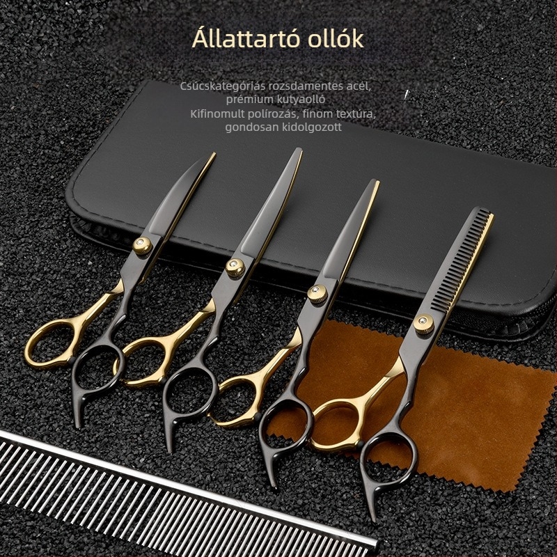 Kisállat szépségápolási kutya olló nyíróeszköz speciális szőrvágó készlet kutyaszőr ívelt olló mackó nyíró műtárgy