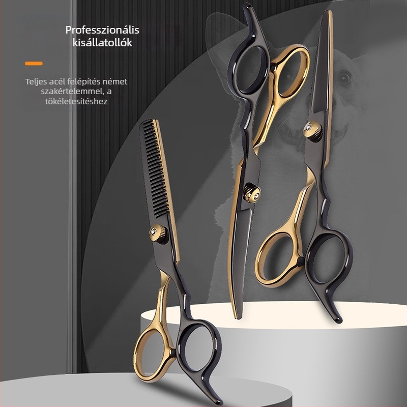 Kisállat szépségápolási kutya olló nyíróeszköz speciális szőrvágó készlet kutyaszőr ívelt olló mackó nyíró műtárgy