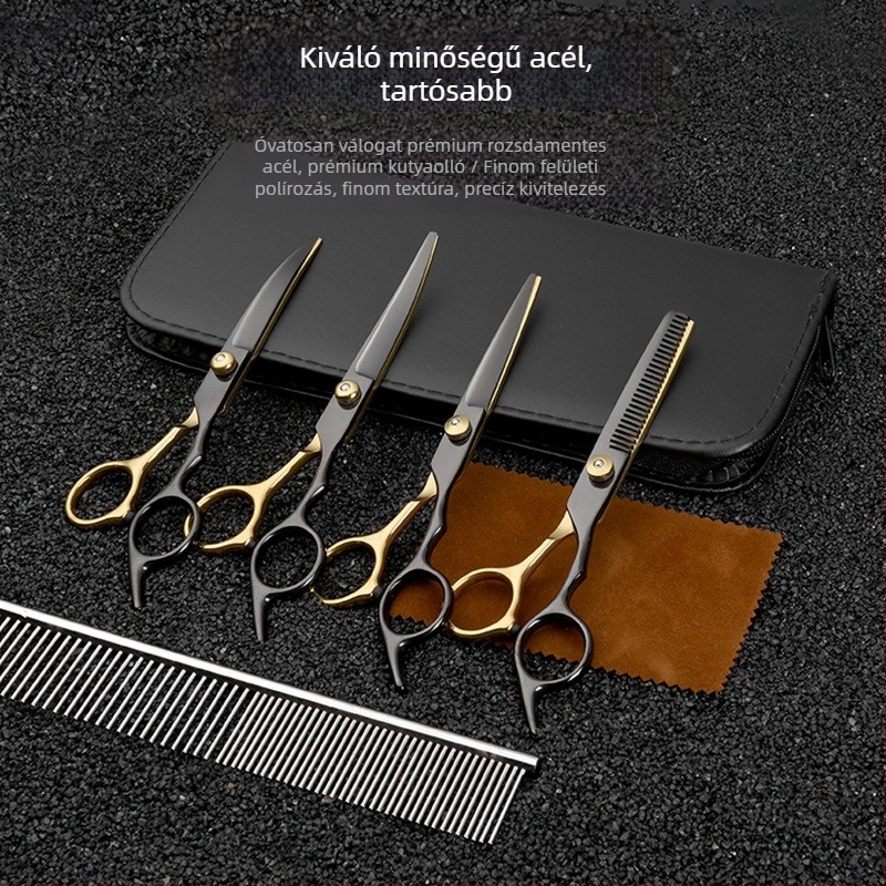 Kisállat szépségápolási kutya olló nyíróeszköz speciális szőrvágó készlet kutyaszőr ívelt olló mackó nyíró műtárgy