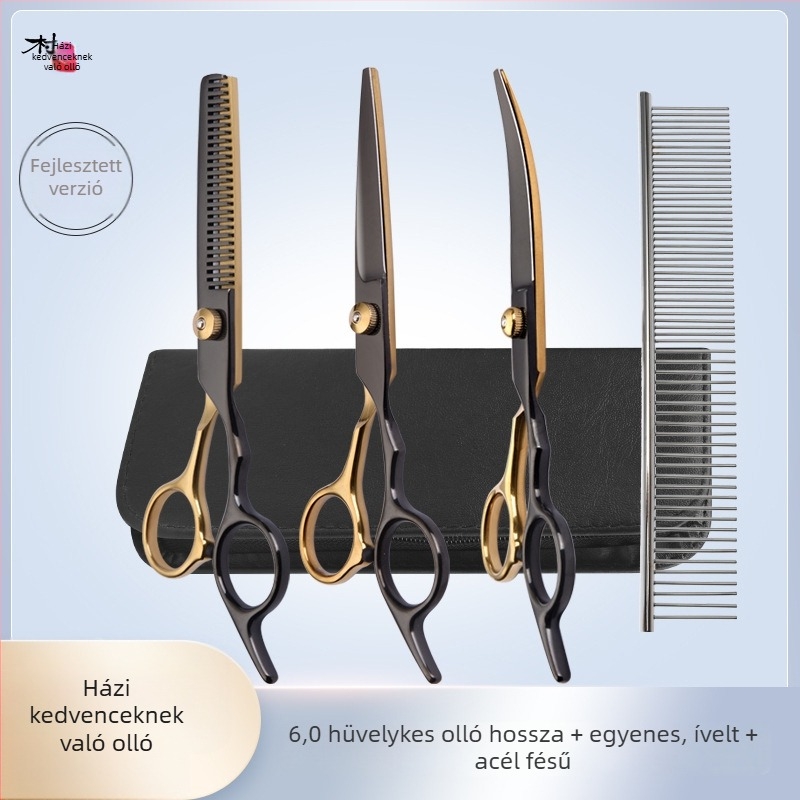 Kisállat szépségápolási kutya olló nyíróeszköz speciális szőrvágó készlet kutyaszőr ívelt olló mackó nyíró műtárgy