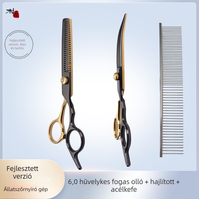 Kisállat szépségápolási kutya olló nyíróeszköz speciális szőrvágó készlet kutyaszőr ívelt olló mackó nyíró műtárgy