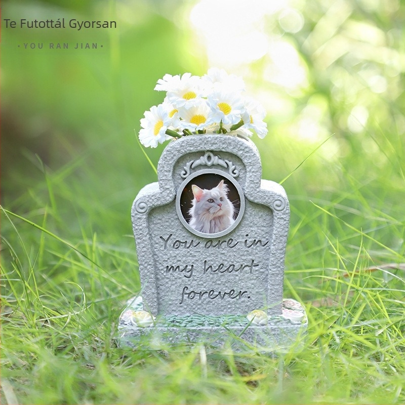 Európai stílusú, határokon átnyúló, kreatív, állati, macskák és kutyák, kültéri, kerti dekorációk, emlékmű, temetési áldozat, gyanta, kisállat, sírkő