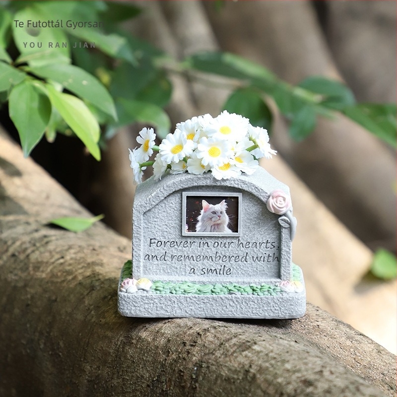 Európai stílusú, határokon átnyúló, kreatív, állati, macskák és kutyák, kültéri, kerti dekorációk, emlékmű, temetési áldozat, gyanta, kisállat, sírkő