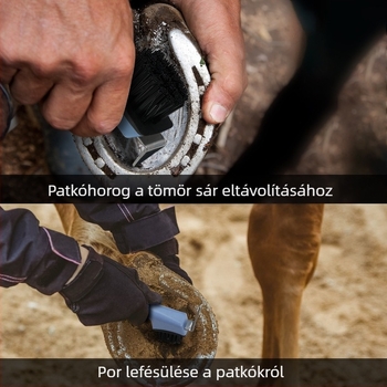 Lófelszerelések, Patkó multifunkciós tisztítókefe, Patkókefe, Lótisztító kefe, Patkókampó