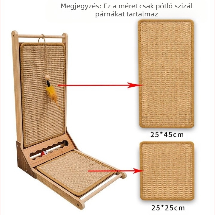 Kisállatjáték kard kenderpárna korpásodásmentes macska kaparódeszka függőleges falcsiszolás karmos harapásálló vicces játék egy darabból álló szállítás