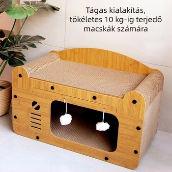 Macskakaparó tábla, kopásálló macskafészek, függőleges karomkanapé, hullámpapír, négy évszakos univerzális játék macskaház villa