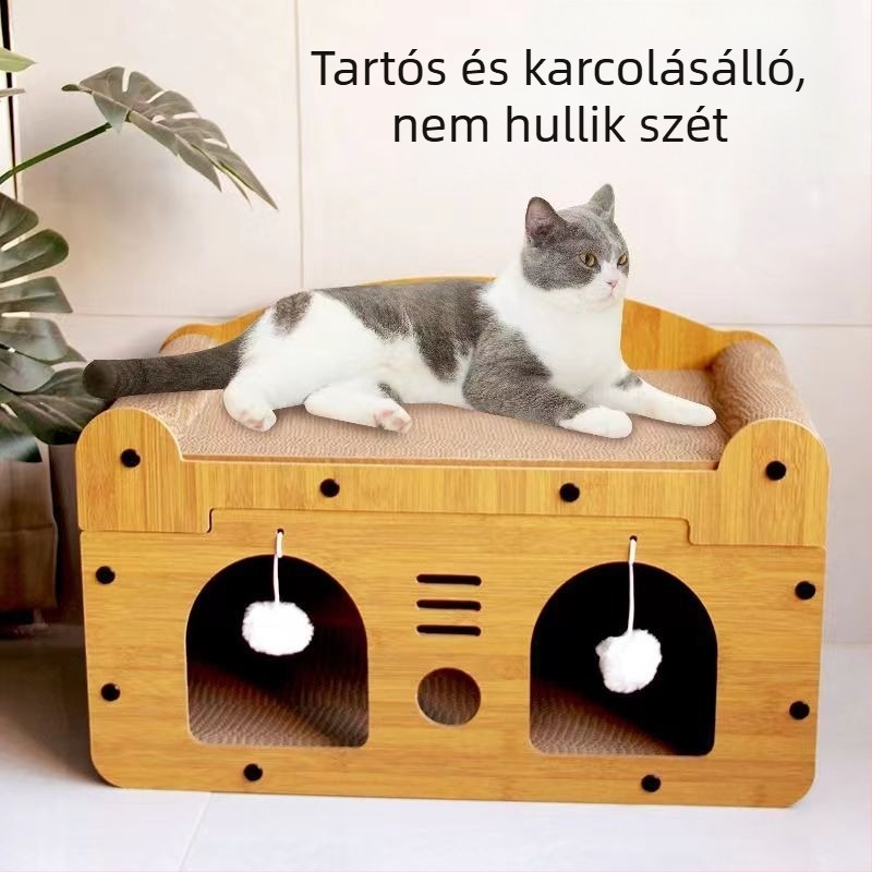 Macskakaparó tábla, kopásálló macskafészek, függőleges karomkanapé, hullámpapír, négy évszakos univerzális játék macskaház villa
