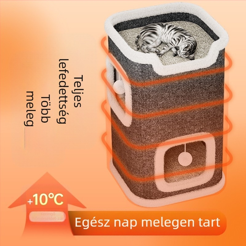 Macskafészek Macskamászóka Macskafa Macskakaparódeszka Integrált Négy évszak Univerzális Téli Meleg Félig zárt Szizál Hordó Dupla Rétegű Macskafészek