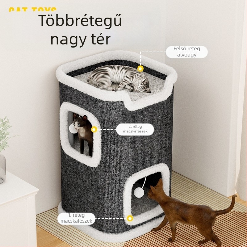 Macskafészek Macskamászóka Macskafa Macskakaparódeszka Integrált Négy évszak Univerzális Téli Meleg Félig zárt Szizál Hordó Dupla Rétegű Macskafészek