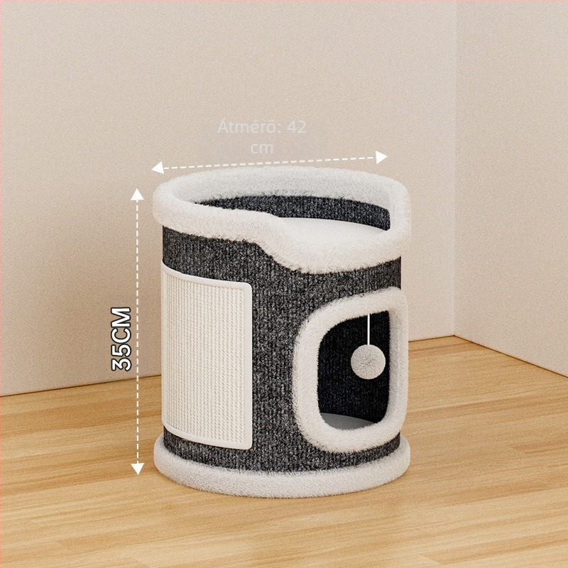 Macskafészek Macskamászóka Macskafa Macskakaparódeszka Integrált Négy évszak Univerzális Téli Meleg Félig zárt Szizál Hordó Dupla Rétegű Macskafészek