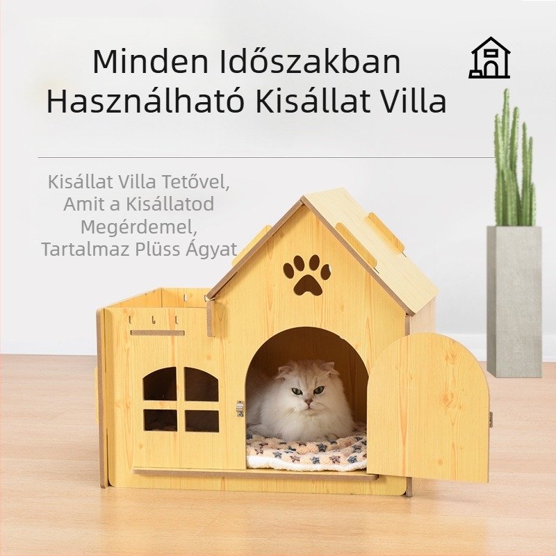 Fa kennel kisállat fekhely tömörfa macskafészek macskafekhely négy évszak univerzális kis kutyafekhely kisállat kellékek határokon átnyúló exkluzív