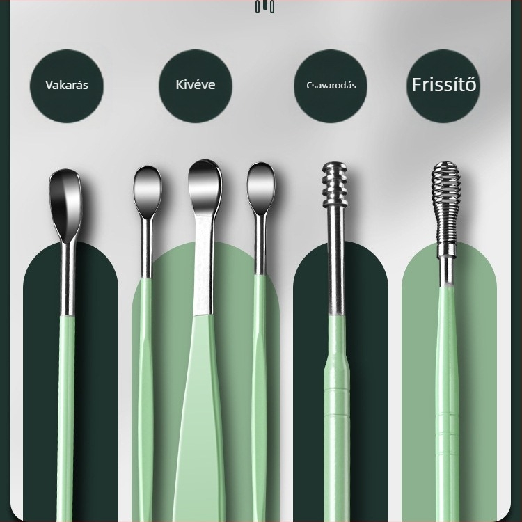 Fülásó kanálkészlet, fülásó műtárgy, professzionális fülzsírcsat fülásó eszköz gyerekeknek és felnőtteknek