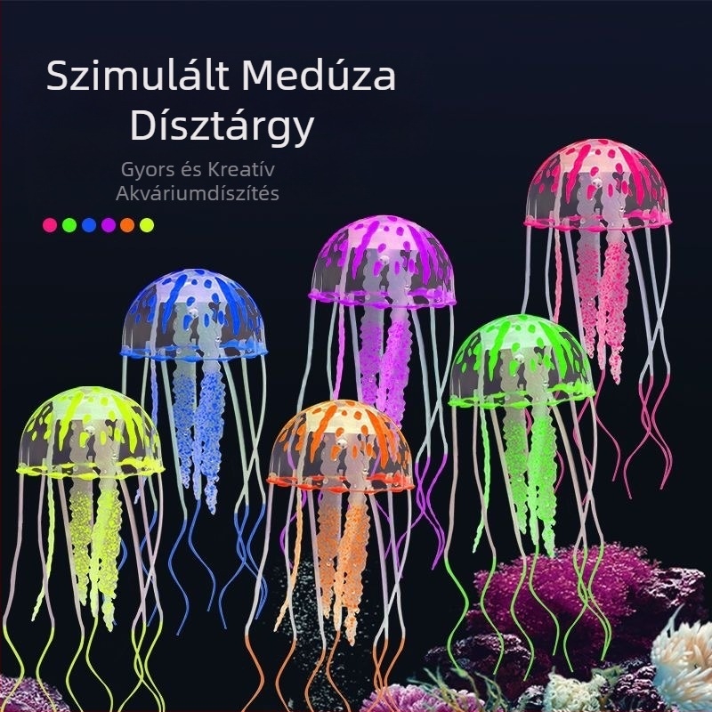 Akvárium szimuláció medúza/akvárium tájdekorációs csomag korall vízi fű/úszó fluoreszkáló műmedúza közepes méretű